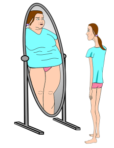 Illustration d'une anorexique qui se percoit grosse en présence de dysmorphophobie